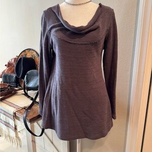 Soft Surroundings Gray Embroidered Knit Tunic Top